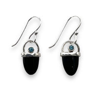 Black Onyx Blue Topaz Earrings