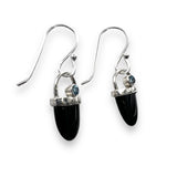 Black Onyx Blue Topaz Earrings